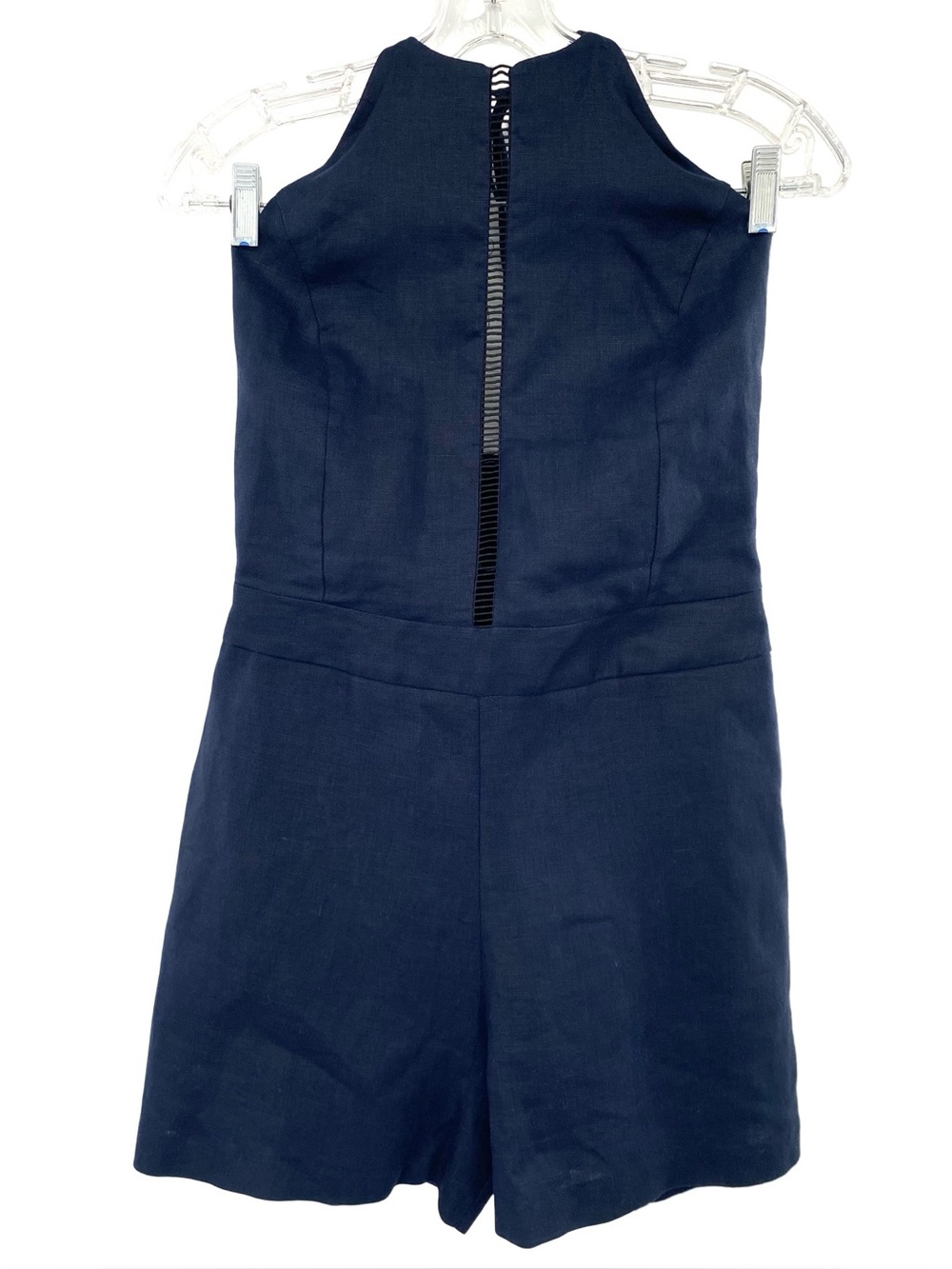 Karina Grimaldi Linen Navy Blue Romper Small